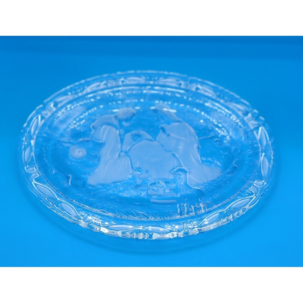Vntg Mikasa Holy Family Christmas Oval‎ Nativity Glass Tray 9"